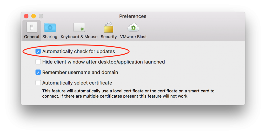 mac settings for vmware